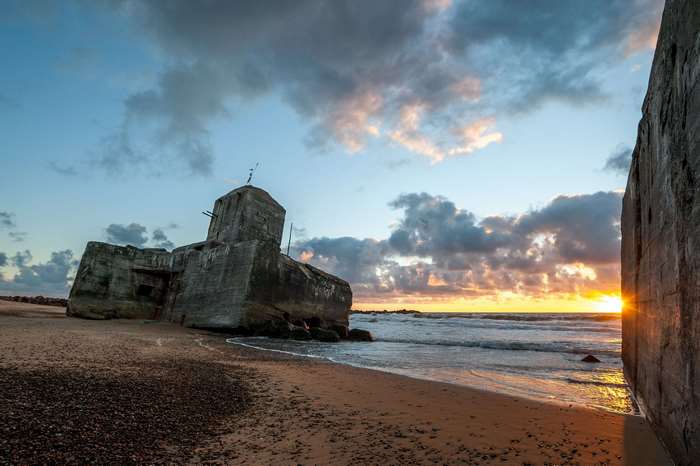 WW2 Bunker on Thy Coast at Sunset
