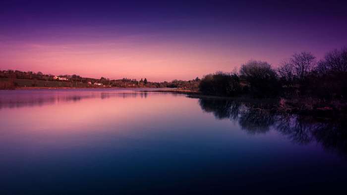 Lake during blue hour with reflections