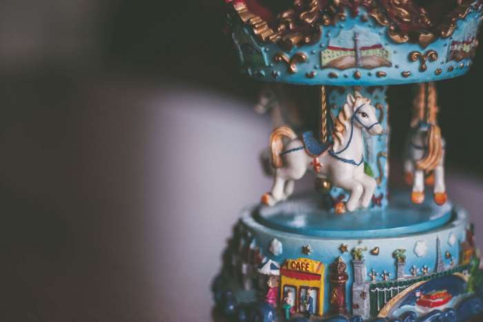 Toy Carousel with Horses and Paris Scene