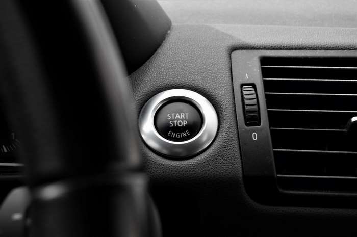Start Stop Engine button in a car interior