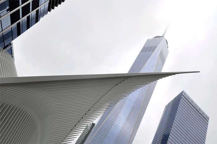 Oculus transportation hub and skyscrapers in New York City