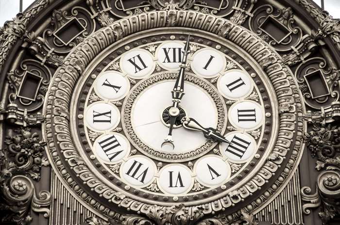 Ornate Clock with Roman Numerals