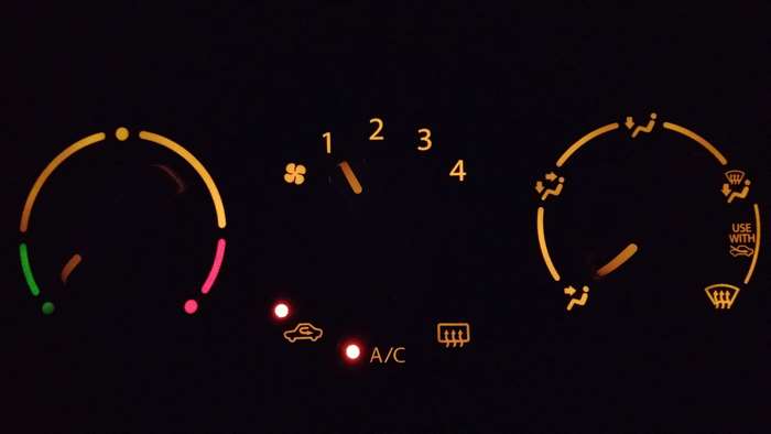 Car dashboard climate control lights