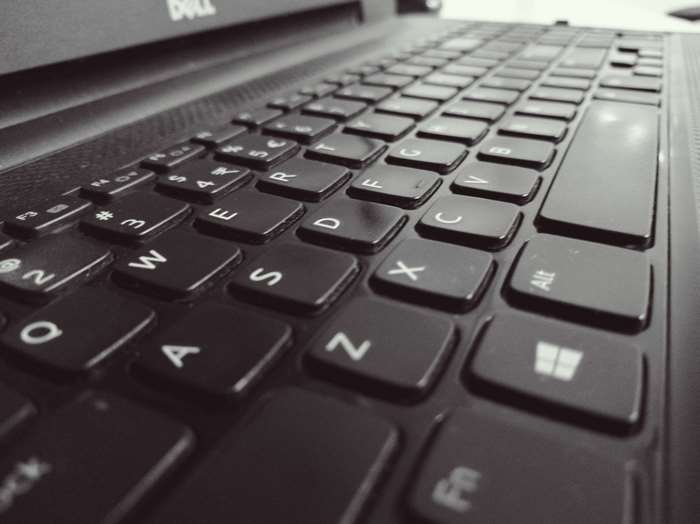 Dell laptop keyboard close-up