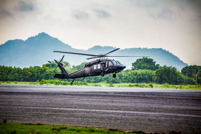 UH-60 Black Hawk helicopter on runway