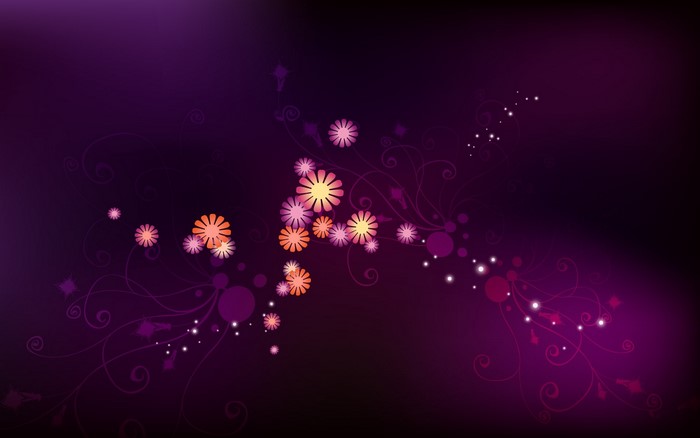 Glowing Purple Floral Swirls with White Accents