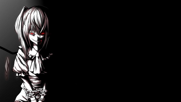 Girl with red eyes and chains