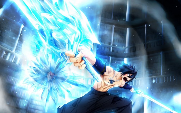 Gray Fullbuster from Fairy Tail using ice magic