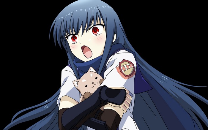 Shiina from Angel Beats holding a toy cat