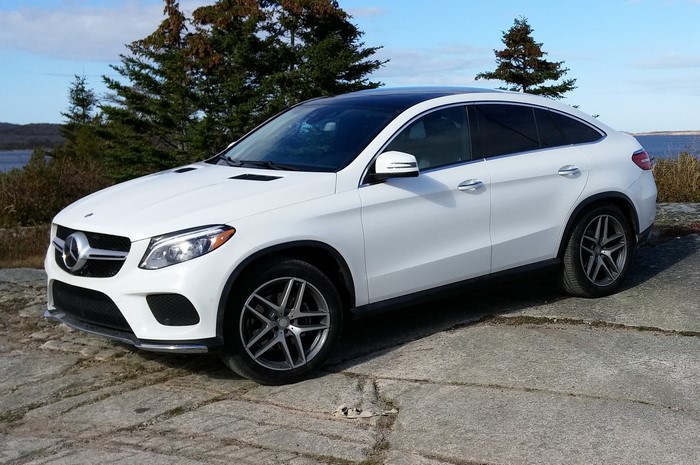 White Mercedes-Benz GLE Coupe side view