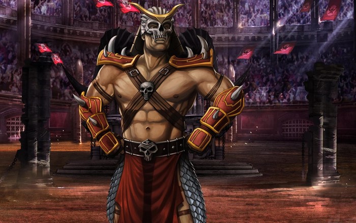 Shao Kahn from Mortal Kombat 9 in an arena