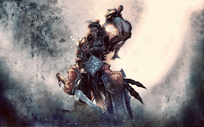 Varian Wrynn from World of Warcraft with swords
