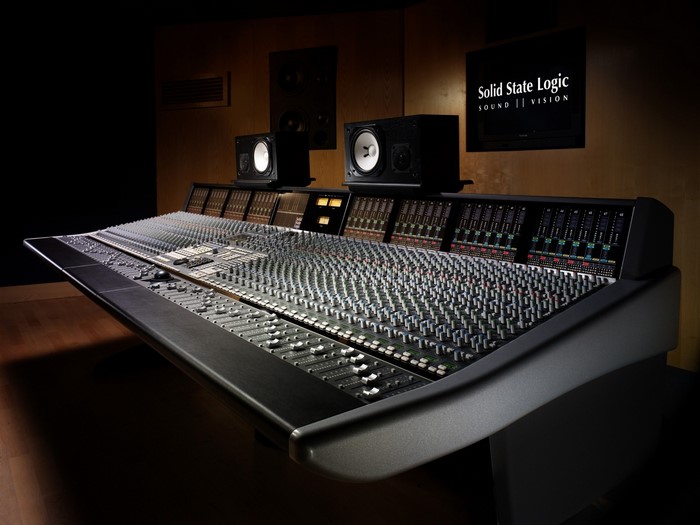 Solid State Logic sound mixing console in a studio