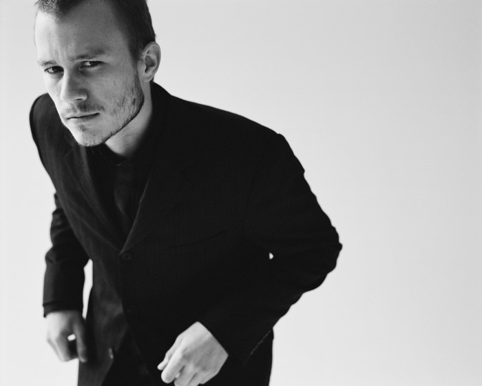 Heath Ledger in a black suit
