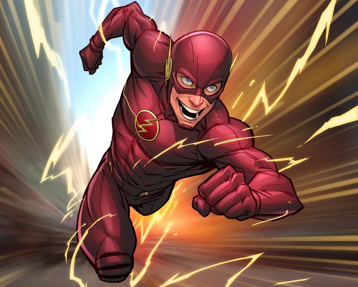 The Flash running with lightning effects