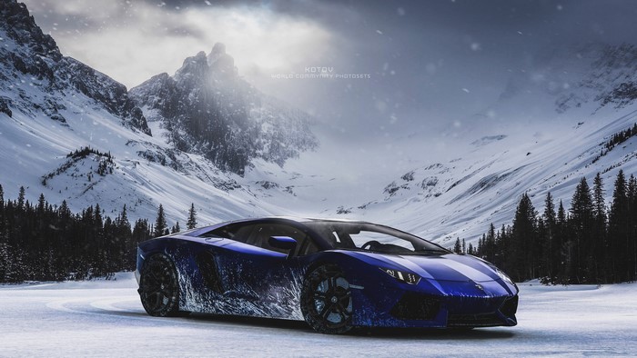 Lamborghini Aventador in snowy mountains from The Crew 2