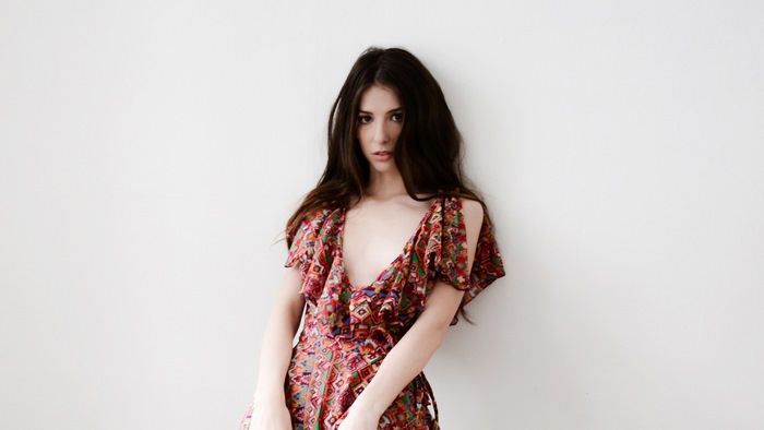 Genevieve Buechner in a colorful dress