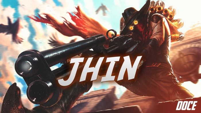 Jhin from League of Legends with a large gun