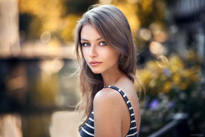 Leah Cuvillier Portrait with Striped Dress