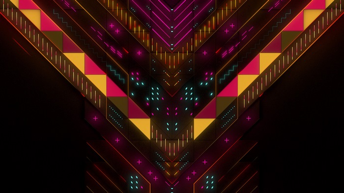 Abstract geometric neon digital art