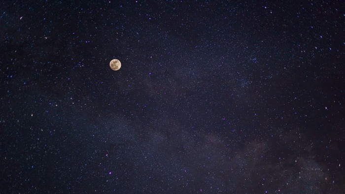 Moon and stars in the night sky