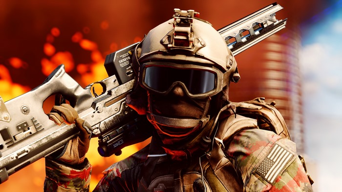 Soldier with sniper rifle in Battlefield 4