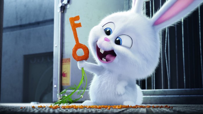 Snowball from The Secret Life of Pets holding a carrot key