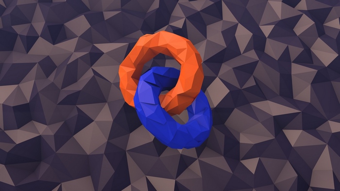 Interlocking geometric rings on a polygonal surface