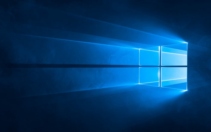 Windows 10 logo with blue light rays