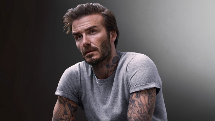 David Beckham in grey t-shirt