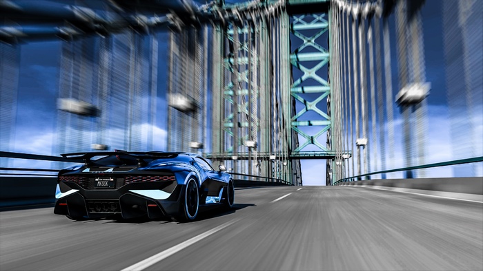 Bugatti Divo Racing on a Bridge in 4K