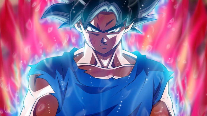 Goku from Dragon Ball Super with Fiery Aura 4K