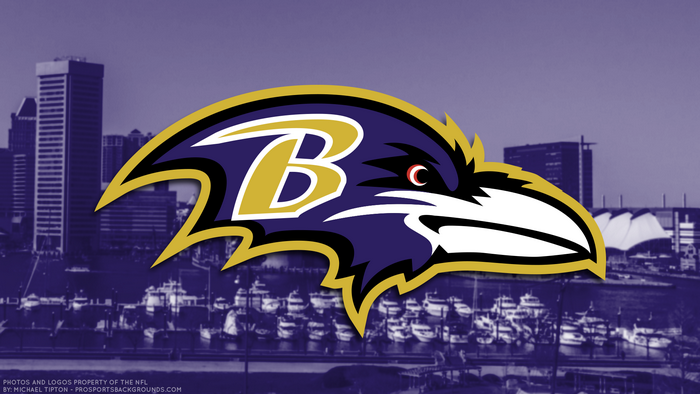 Baltimore Ravens NFL Logo over City Skyline