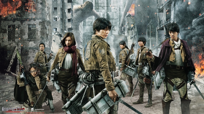 Attack on Titan live-action cast in destroyed city