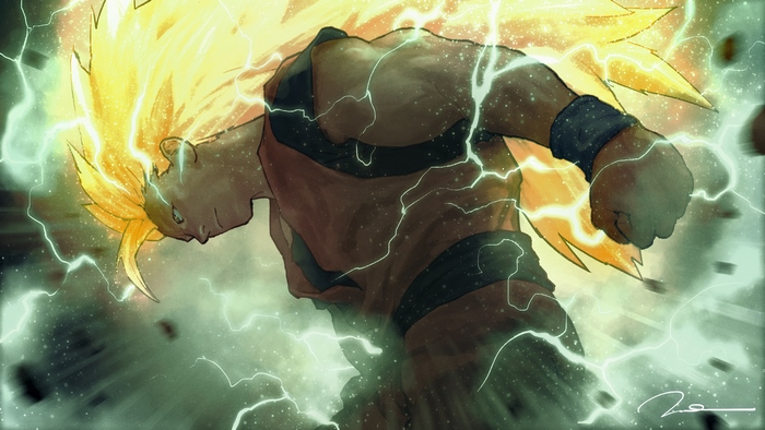 Goku from Dragon Ball in Super Saiyan 3 form