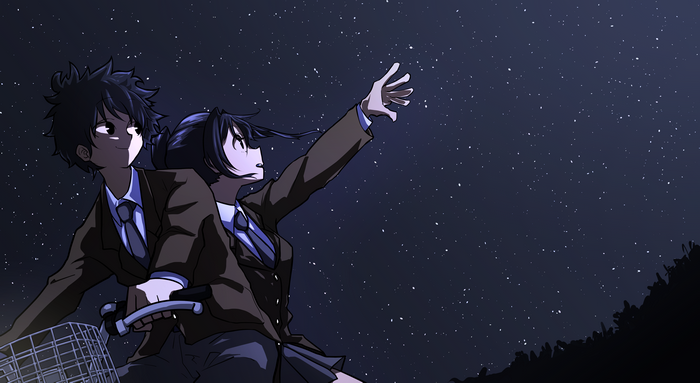Two Students Reaching for Stars on a Night Bike Ride