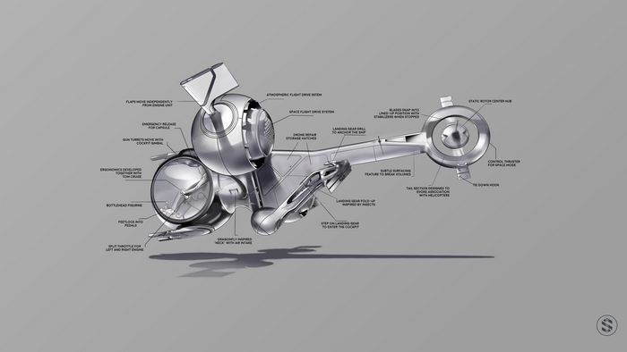 Oblivion Spaceship Technical Sketch