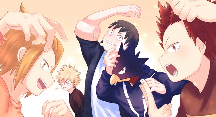Hanta Sero, Fumikage Tokoyami, Eijiro Kirishima, Denki Kaminari, Katsuki Bakugou