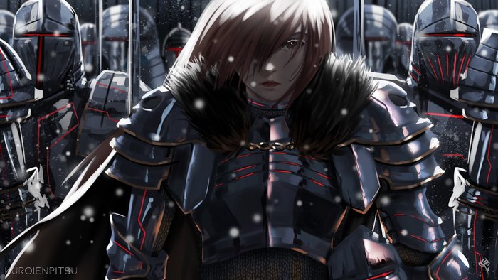 Woman in Knight Armor with Soldiers