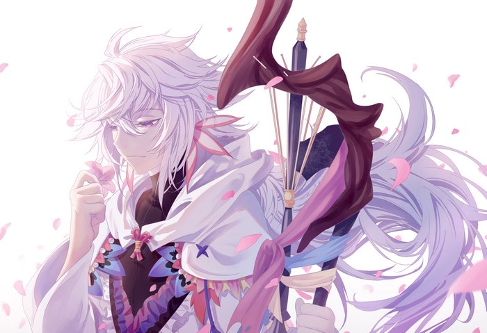 Merlin from Fate Series holding a flower