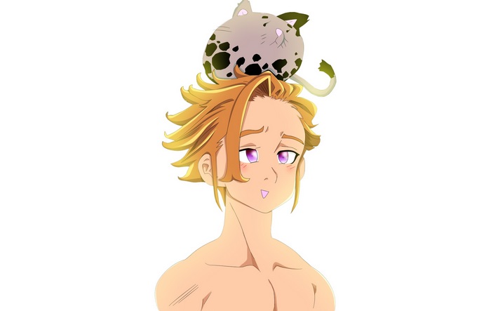 Arthur Pendragon with a cat plushie from The Seven Deadly Sins