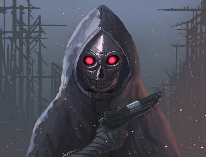 Death Gun from Sword Art Online holding a gun