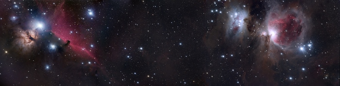 Horsehead Nebula and Orion Nebula in Space