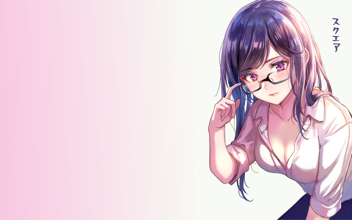 Anime Girl with Glasses and Purple Hair