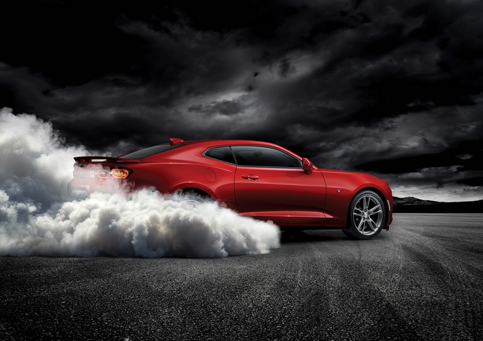 2019 Chevrolet Camaro SS drifting in smoke