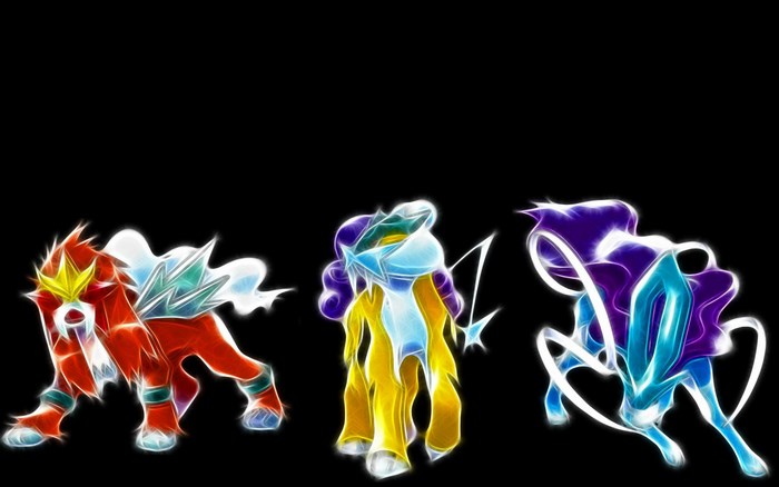 Entei, Raikou, and Suicune from Pokemon