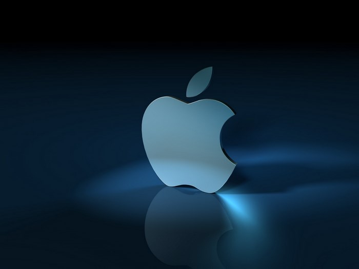 Apple logo on a dark blue background