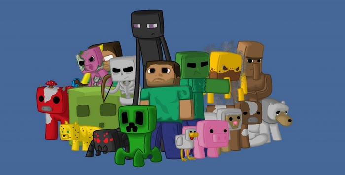 Minecraft characters group illustration