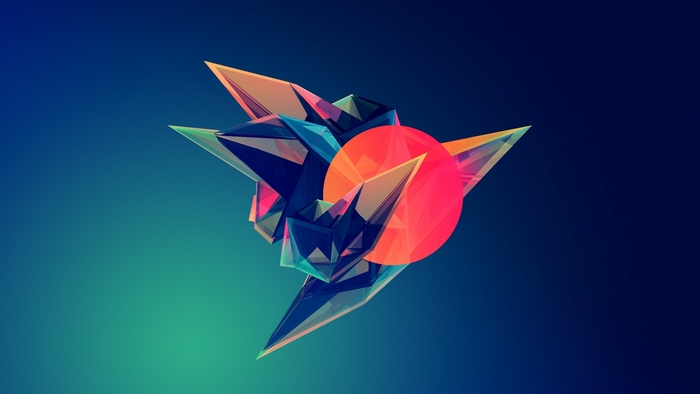 Abstract geometric shape with a red circle