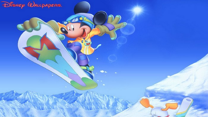 Mickey Mouse snowboarding in Disney Wallpapers